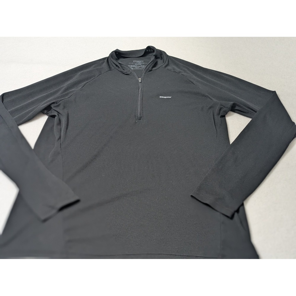 Patagonia Capilene Black 1/2 Zip Pullover Long Sleeve Shirt Mens Sz L Mid weight